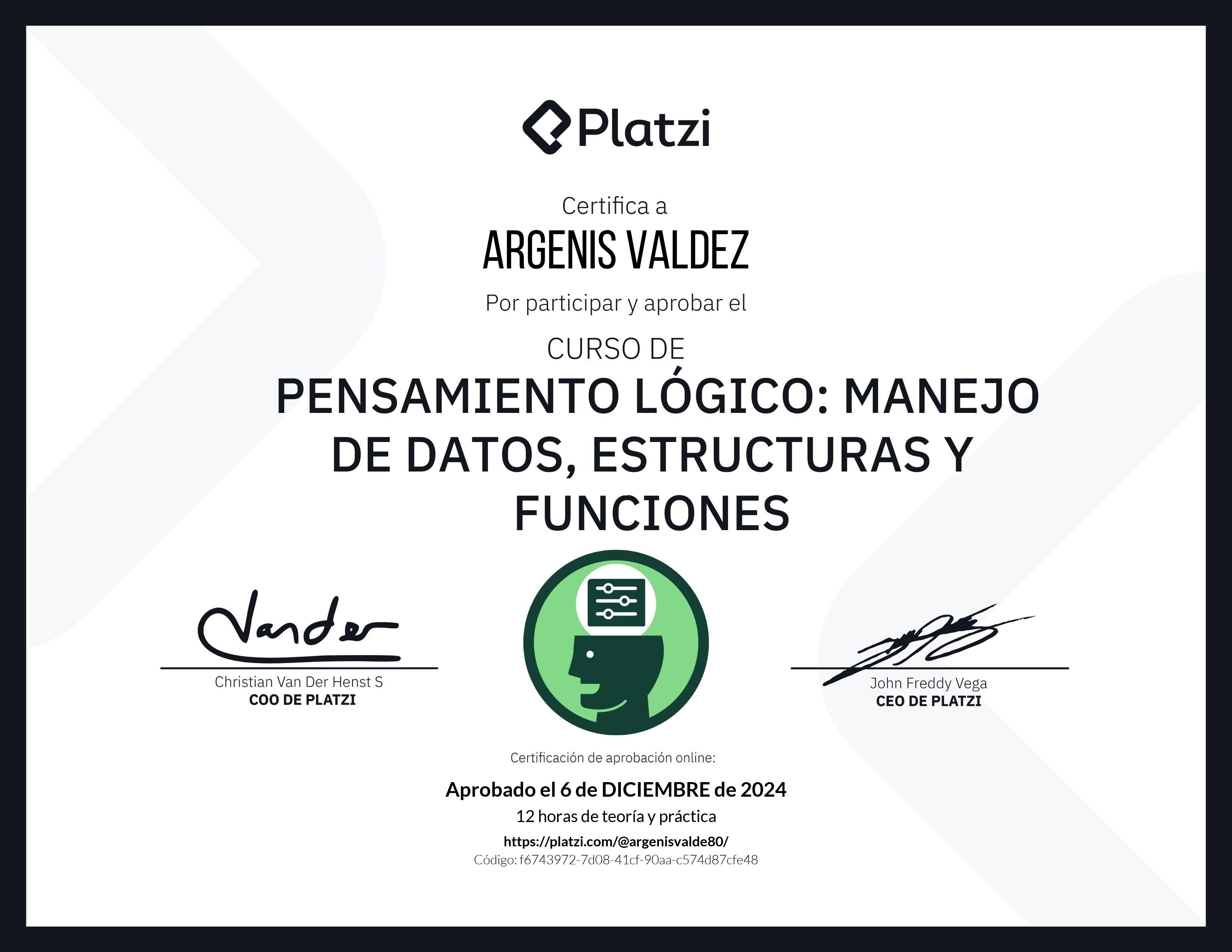 Certificado Manejo de Estructuras y Funciones